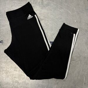 Adidas Women’s Black And White Striped High Rise Leggings Size Large